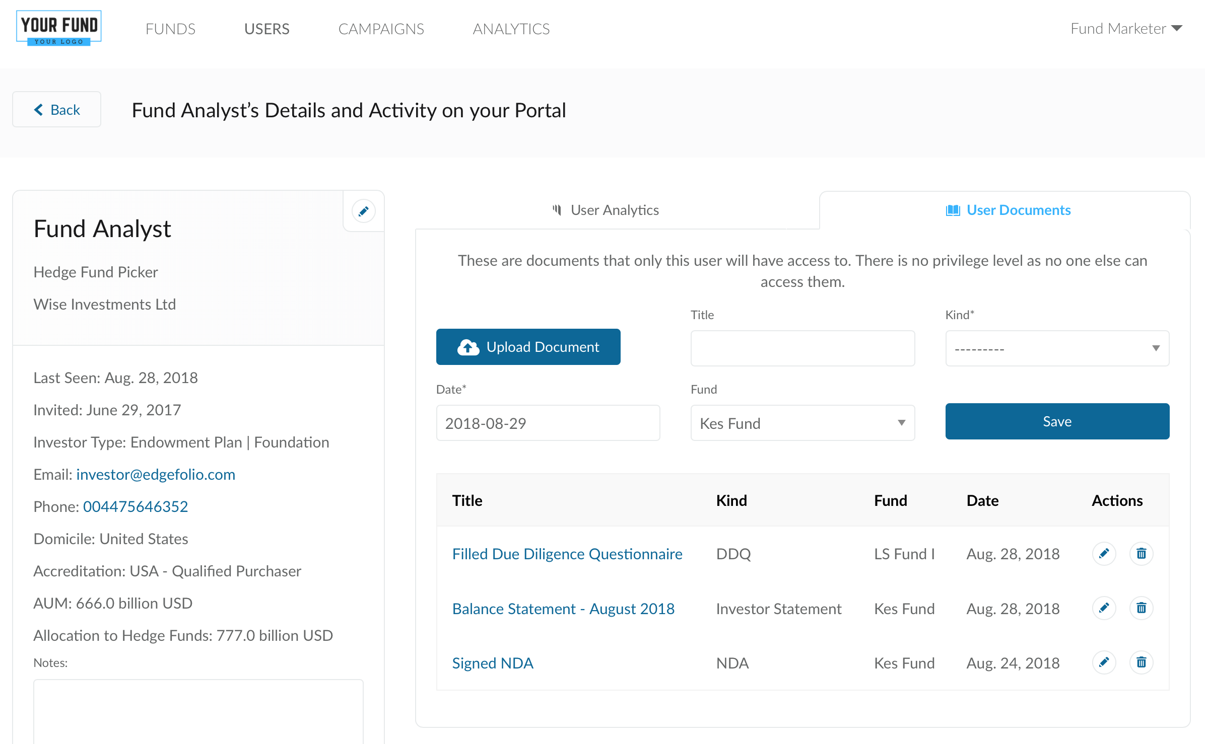 Investor’s Vaults: How to Use Your Fundportal to Share User-specific Documents